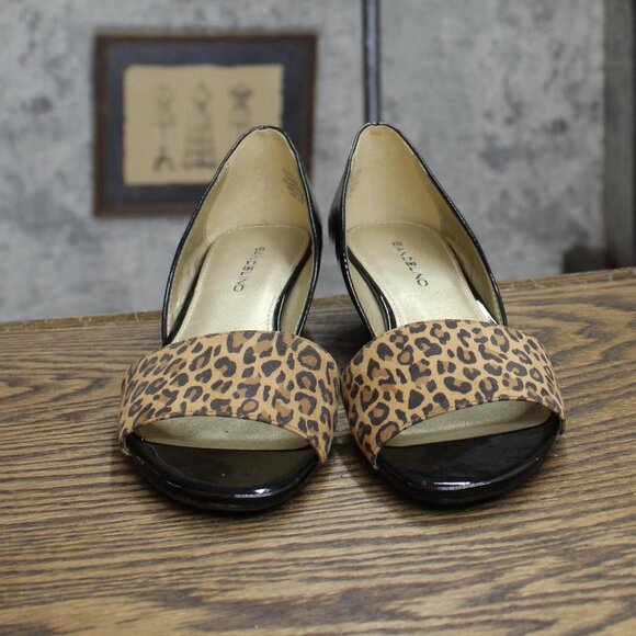Bandolino Womens Vintage Open Toe Sandals Wedge Heels Black / Leopard 6M - Picture 3 of 8